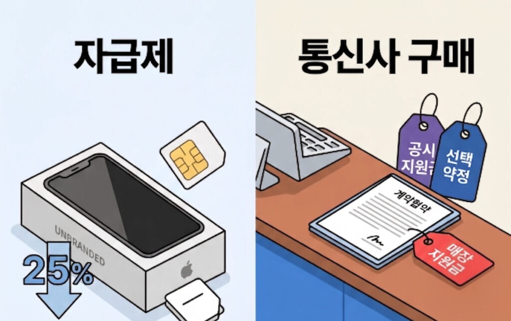 자급제 통신사 구매 방식 비교 이미지