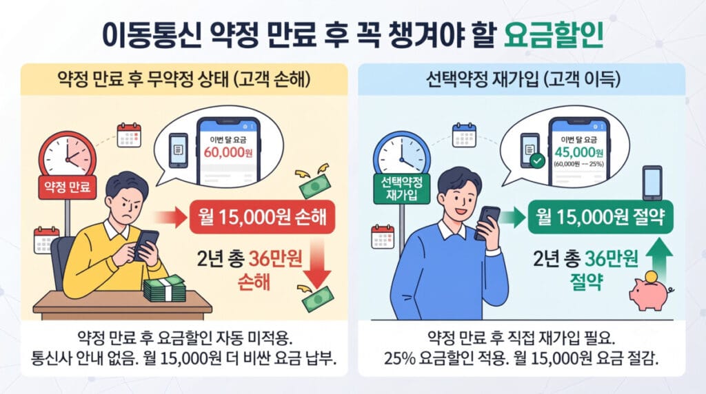 약정 끝나면 선택약정 25% 요금 절약